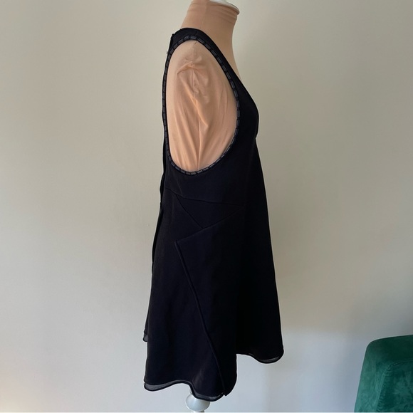 Calvin Klein Collection Marine Blue Cully Heavy Knit Leather Trim Mini Dress L - Picture 5 of 12